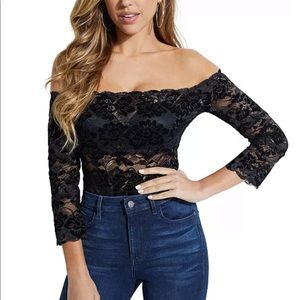 NWT! Guess off the shoulder lace top